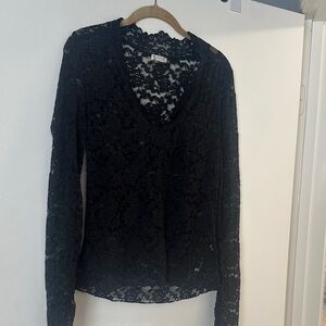 Elegant black Lace V-Neck Top